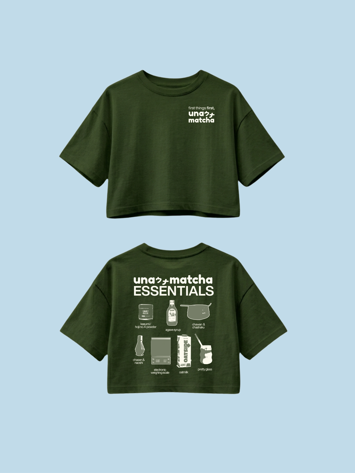 [PRE-ORDER] "Una Matcha Essentials" Boxy Cropped Tee